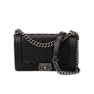 Chanel Black Quilted Crossbody Bag with Silver Chain